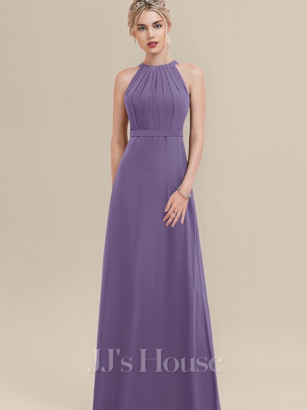 JJs House Dusty Purple Halter Neck Maxi Dress